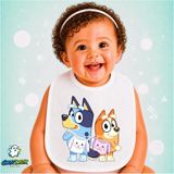 Ghostbastır Design Bluey Keten Bebek Mama Önlüğü – Yumuşak, Emici, Yıkanabilir, Özel Tasarım P020 - Çok Renkli - 0+ Ay