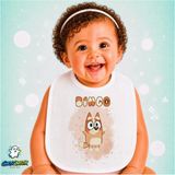 Ghostbastır Design Bluey Keten Bebek Mama Önlüğü – Yumuşak, Emici, Yıkanabilir, Özel Tasarım P021 - Çok Renkli - 0+ Ay