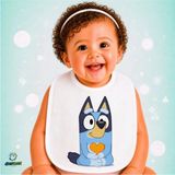Ghostbastır Design Bluey Keten Bebek Mama Önlüğü – Yumuşak, Emici, Yıkanabilir, Özel Tasarım P022 - Çok Renkli - 0+ Ay