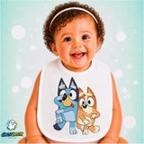 Ghostbastır Design Bluey Keten Bebek Mama Önlüğü – Yumuşak, Emici, Yıkanabilir, Özel Tasarım P024 - Çok Renkli - 0+ Ay