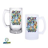 Ghostbastır Design Bluey Kulplu Bira Bardağı Buzlu veya Şeffaf Seçenekli 0276 GHSTBSTRBR0276