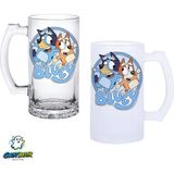 Ghostbastır Design Bluey Kulplu Bira Bardağı Buzlu Veya Şeffaf Seçenekli 0277 - 500 ml