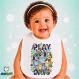 Ghostbastır Design Bluey Play Keten Bebek Mama Önlüğü – Yumuşak, Emici, Yıkanabilir, Özel Tasarım P029 - Çok Renkli - 0+ Ay