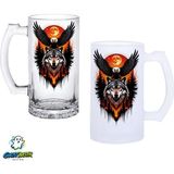 Ghostbastır Design Bozkurt Kulplu Bira Bardağı Buzlu Veya Şeffaf Seçenekli 0278 - 1 Adet - 500 ml