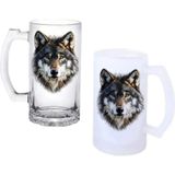 Ghostbastır Design Bozkurt Kulplu Bira Bardağı Buzlu Veya Şeffaf Seçenekli 042 - 500 ml