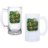 Ghostbastır Design Brezilya Dünya Kupası Kulplu Bira Bardağı Buzlu Veya Şeffaf Seçenekli 043 - 1 Adet - 500 ml