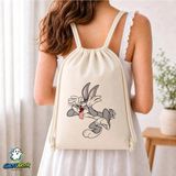 Ghostbastır Design Bugs Bunny Büzgülü Keten Çanta C052 - Bej