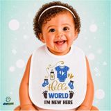 Ghostbastır Design Burada Yeniyim Keten Bebek Mama Önlüğü – Yumuşak, Emici, Yıkanabilir, Özel Tasarım P030 - Çok Renkli - 0+ Ay