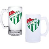 Ghostbastır Design Bursaspor Kulplu Bira Bardağı Buzlu Veya Şeffaf Seçenekli 046 - 1 Adet - 500 ml