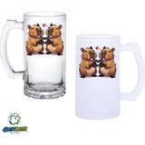 Ghostbastır Design Capybara Kulplu Bira Bardağı Buzlu Veya Şeffaf Seçenekli 0279 - 500 ml