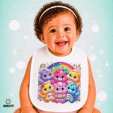Ghostbastır Design Care Bears Keten Bebek Mama Önlüğü – Yumuşak, Emici, Yıkanabilir, Özel Tasarım P033 - Çok Renkli - 0+ Ay
