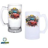 Ghostbastır Design Cars Mcqueen Kulplu Bira Bardağı Buzlu Veya Şeffaf Seçenekli 0280 - 1 Adet - 500 ml