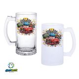 Ghostbastır Design Cars Mcqueen Kulplu Bira Bardağı Buzlu veya Şeffaf Seçenekli 0280