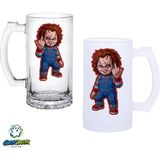 Ghostbastır Design Chucky Kulplu Bira Bardağı Buzlu Veya Şeffaf Seçenekli 0281 - 1 Adet - 500 ml