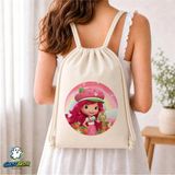 Ghostbastır Design Çilek Kız Büzgülü Keten Çanta C067 - Bej