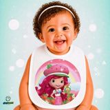 Ghostbastır Design Çilek Kız Keten Bebek Mama Önlüğü – Yumuşak, Emici, Yıkanabilir, Özel Tasarım P039 - Çok Renkli - 0+ Ay