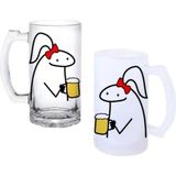 Ghostbastır Design Çizgi Kız Kulplu Bira Bardağı Buzlu Veya Şeffaf Seçenekli 050 - 1 Adet - 500 ml