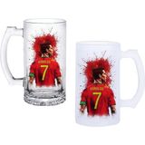 Ghostbastır Design Cristiano Ronaldo Kulplu Bira Bardağı Buzlu Veya Şeffaf Seçenekli 048 - 500 ml