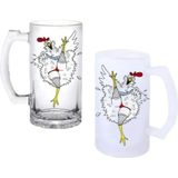 Ghostbastır Design Dansçı Tavuk Kulplu Bira Bardağı Buzlu Veya Şeffaf Seçenekli 051 - 500 ml