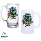 Ghostbastır Design Dinozor Kulplu Bira Bardağı Buzlu Veya Şeffaf Seçenekli 0285 - 1 Adet - 500 ml