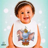 Ghostbastır Design Dumbo Keten Bebek Mama Önlüğü – Yumuşak, Emici, Yıkanabilir, Özel Tasarım P047 - Çok Renkli - 0+ Ay