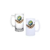 Ghostbastır Design Dünya Kulplu Bira Bardağı Buzlu Veya Şeffaf Seçenekli 054