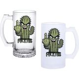 Ghostbastır Design Eğlenceli Kaktüs Kulplu Bira Bardağı Buzlu Veya Şeffaf Seçenekli 060 - 500 ml