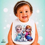Ghostbastır Design Elsa Frozen Keten Bebek Mama Önlüğü – Yumuşak, Emici, Yıkanabilir, Özel Tasarım P054 - Çok Renkli - 0+ Ay