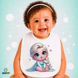 Ghostbastır Design Elsa Keten Bebek Mama Önlüğü – Yumuşak, Emici, Yıkanabilir, Özel Tasarım P053 - Çok Renkli - 0+ Ay