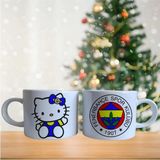 Ghostbastır Design Fenerbahçe Hello Kitty Kupa Bardak | Tek Adet 0413 - Renkli - 250 ml