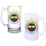 Ghostbastır Design Fenerbahçe Kulplu Bira Bardağı Buzlu Veya Şeffaf Seçenekli 0254 - 500 ml
