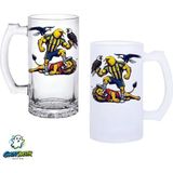 Ghostbastır Design Fenerbahçe Kulplu Bira Bardağı Buzlu Veya Şeffaf Seçenekli 0345 - 1 Adet - 500 ml