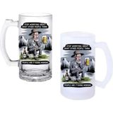 Ghostbastır Design Filozof Sözlü Kulplu Bira Bardağı Buzlu Veya Şeffaf Seçenekli 069 - 1 Adet - 500 ml