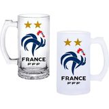 Ghostbastır Design Fransa Milli Takımı Kulplu Bira Bardağı Buzlu Veya Şeffaf Seçenekli 070 - 500 ml