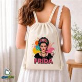 Ghostbastır Design Frida Kahlo Büzgülü Keten Çanta C096 - Bej