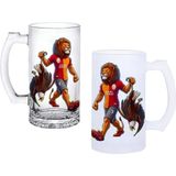 Ghostbastır Design Galatasaray Aslan Kulplu Bira Bardağı Buzlu Veya Şeffaf Seçenekli 086 - 500 ml