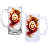 Ghostbastır Design Galatasaray Aslan Kulplu Bira Bardağı Buzlu Veya Şeffaf Seçenekli 088 - 1 Adet - 500 ml