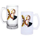 Ghostbastır Design Galatasaray Atatürk Kulplu Bira Bardağı Buzlu Veya Şeffaf Seçenekli 089 - 500 ml