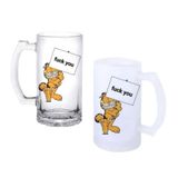 Ghostbastır Design Garfield Bira Bardağı 500 cc Cam Buzlu veya Buzsuz Seçenekleriyle 0284