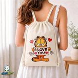 Ghostbastır Design Garfield Büzgülü Keten Çanta C099 - Bej