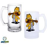 Ghostbastır Design Garfield Kulplu Bira Bardağı Buzlu Veya Şeffaf Seçenekli 0289 - 1 Adet - 500 ml