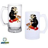 Ghostbastır Design Gargamel Kulplu Bira Bardağı Buzlu Veya Şeffaf Seçenekli 0293 - 1 Adet - 500 ml