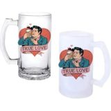 Ghostbastır Design Gerçek Aşk Kulplu Bira Bardağı Buzlu Veya Şeffaf Seçenekli 080 - 1 Adet - 500 ml