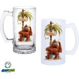 Ghostbastır Design Goril Kulplu Bira Bardağı Buzlu Veya Şeffaf Seçenekli 0295 - 1 Adet - 500 ml