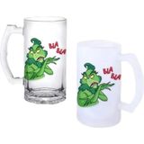 Ghostbastır Design Grinch Kulplu Bira Bardağı Buzlu Veya Şeffaf Seçenekli 082 - 1 Adet - 500 ml