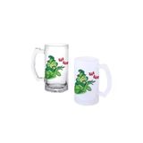 Ghostbastır Design Grinch Kulplu Bira Bardağı Buzlu Veya Şeffaf Seçenekli 082