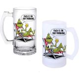 Ghostbastır Design Grinch Kulplu Bira Bardağı Buzlu Veya Şeffaf Seçenekli 084 - 1 Adet - 500 ml