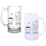 Ghostbastır Design Gündüz Kahve Akşam Bira Kulplu Bira Bardağı Buzlu Veya Şeffaf Seçenekli 093 - 500 ml