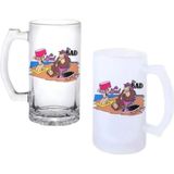 Ghostbastır Design Güzel ve Çirkin Kulplu Bira Bardağı Buzlu Veya Şeffaf Seçenekli 094 - 500 ml