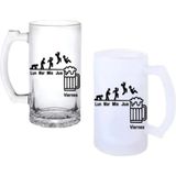 Ghostbastır Design Haftanın Günleri Kulplu Bira Bardağı Buzlu Veya Şeffaf Seçenekli 095 - 500 ml